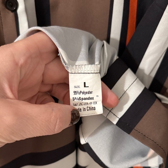 SHEIN - Women’s Multicolor Striped Button Down Shirt, Size Large - Picture 5 of 7